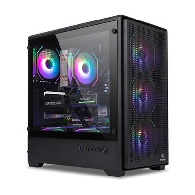 PC Gehäuse ATX E-ATX Gamer Midi Tower Mesh Glas Schwarz ohne Lüfter BROONBEE