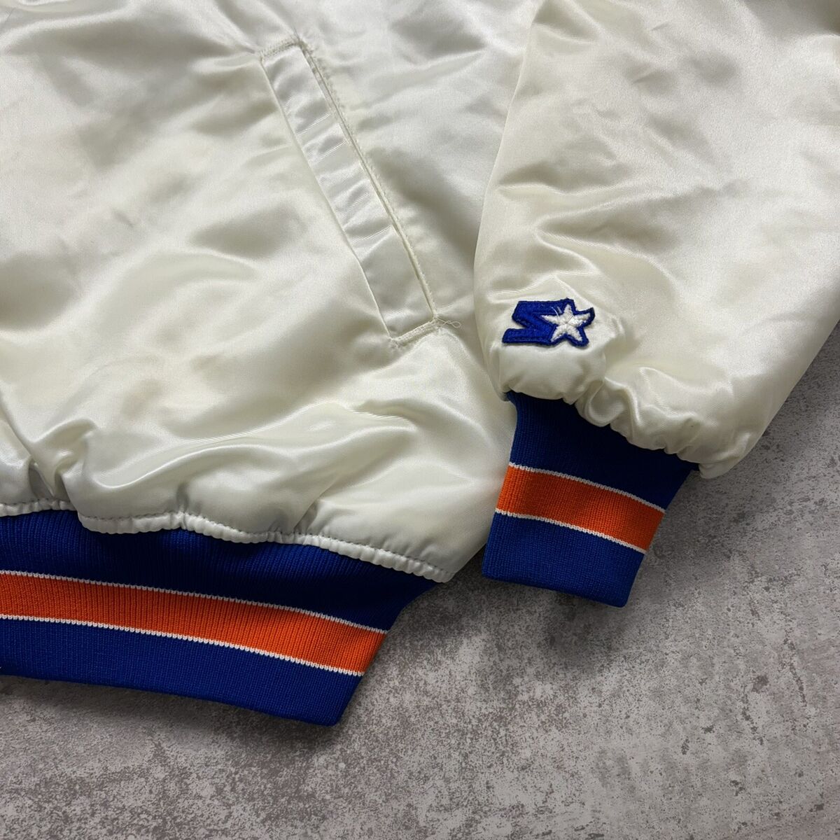 RARE VTG 90s MLB NEW YORK METS STARTER SATIN JACKET MADE IN RARE VTG 90s MLB NEW YORK METS STARTER SATIN JACKET MADE IN