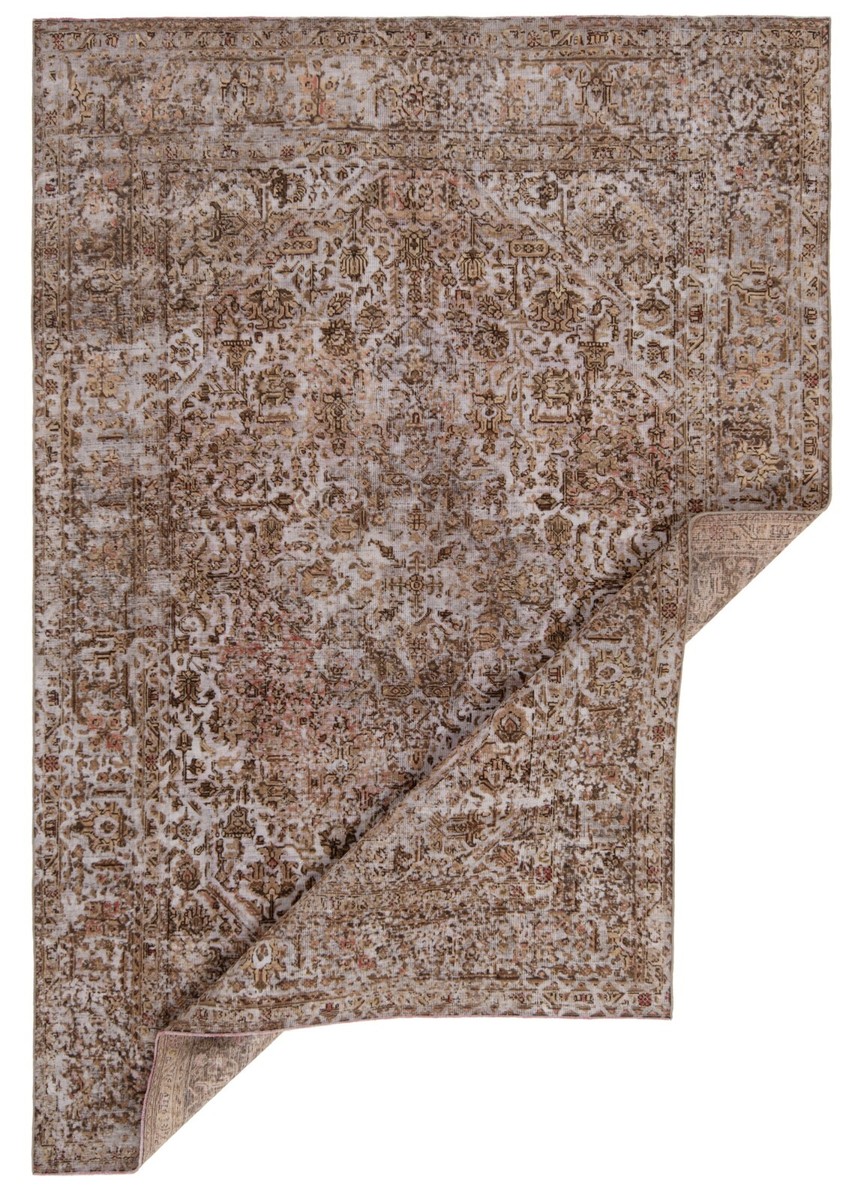 Grand Tapis Perse Noué Main Vintage 340x253 Cm - Laine Et Coton - Gris Moderne