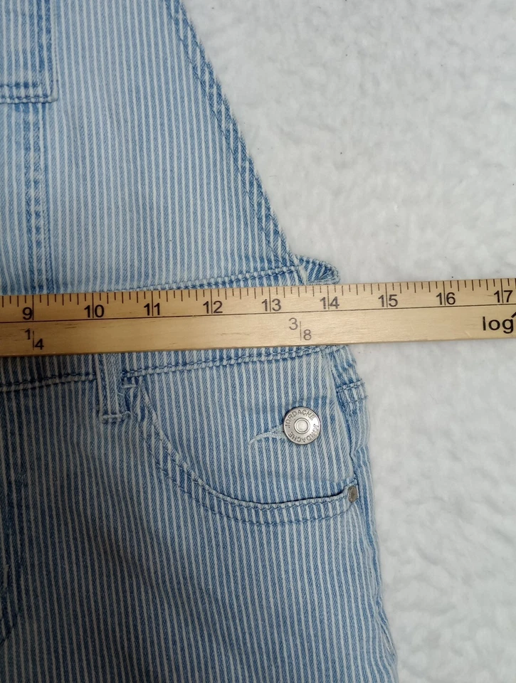 Jordache Girls Size L/G (10/12) Pinstripe Overalls Jean Stretch Vintage - Image 3 of 4