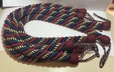 4 Anthropologie Drape Curtain Twisted Cord Tie-Backs Passementerie Navy + 38”