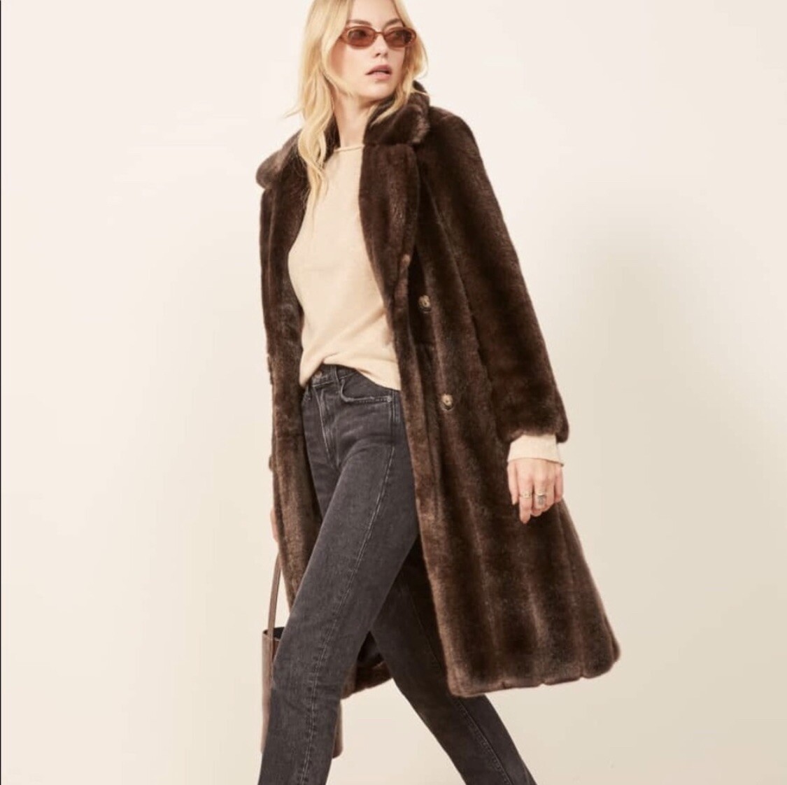 reformation hank coat, Size s, faux fur 