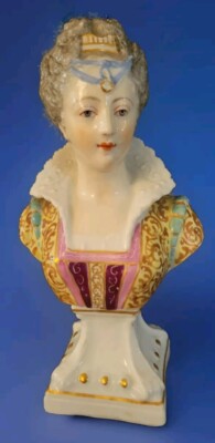 Antique Edme Samson Paris Hand Painted Diane d'Poitiers(1500-1566) 5 1/2 in Bust