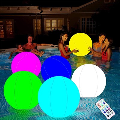 1 PC Light Up Beach Ball LED GLOW Pool Spielzeug 16 Farben Leuchten aufblasbar p