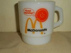 Vintage Fire King McDonald's Good Morning SMILEY FACE Milk Glass Coffee Mug 1970