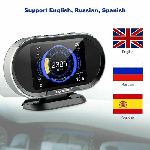 KONNWEI KW206 HUD Digital Display Car Scanner Fuel Consumption Temperature Gauge - Picture 4 of 11