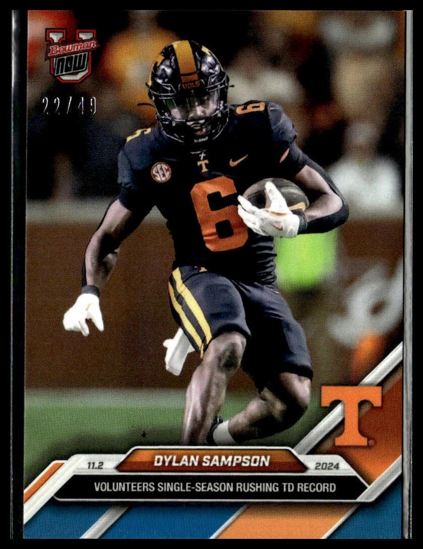 2024 Topps Bowman U Now 35 Dylan Sampson Tennessee Volunteers Record Blue 22/49