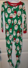 Carter's Santa Claus Faces Green One Piece Footed Pajama PJ Toddler Size 4T NWT
