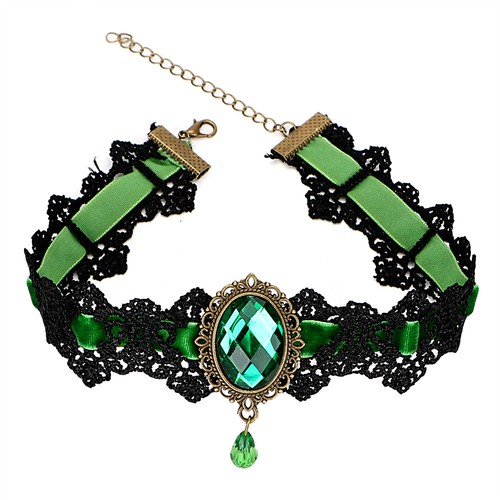 Collier Style Gothique/punk En Cuir Vert - Univers BDSM/fétichiste - Collier De Soumission