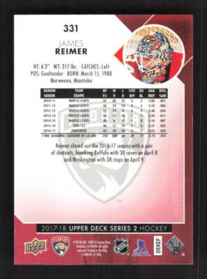 James Reimer SN100 2017-18 Upper Deck UD Exclusives Florida