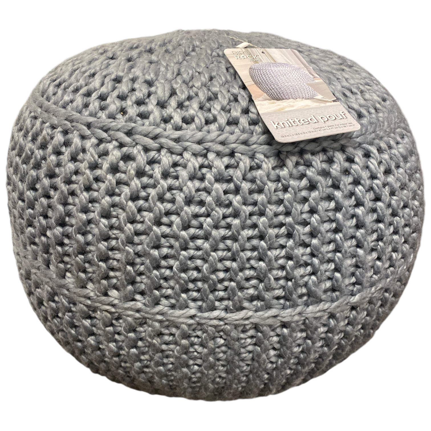 Легкая пуф-подставка для ног ручной вязки BirdRock Home, нежно-серебристый