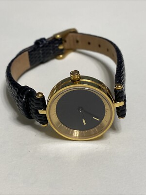 Ladies Domeni Black & Gold Watch Pebbled Leather Band VX10 Movement Ladies Domeni Black & Gold Watch Pebbled Leather Band VX10  main image 3