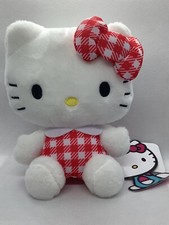 Sanrio Hello Kitty Plush Stuffed Animal Toy Red Plaid Bow Dress 6 NWT Lovey