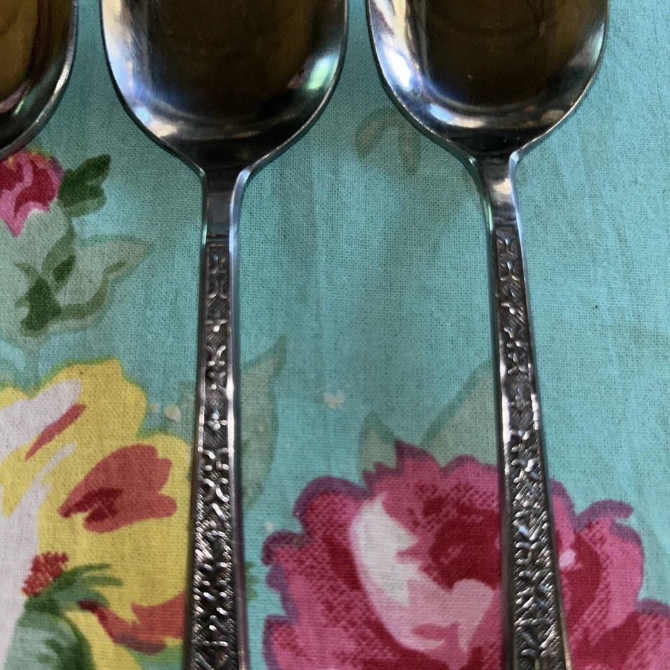 4 INTERPUR FLORENZ 4 PETAL TABLESPOONS JAPAN 6 1/4" STAINLESS Replacement VTG - Image 4 of 4
