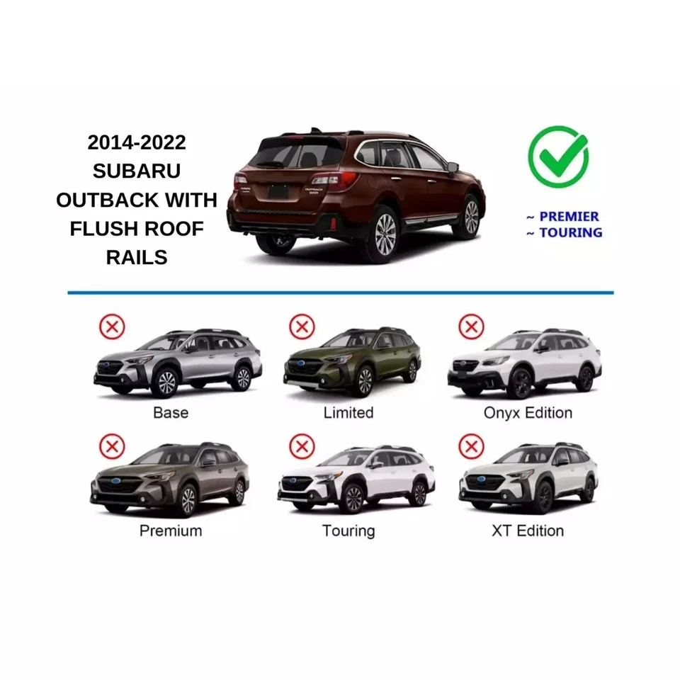 Barras transversales de techo negras para Subaru Outback BS 2014-2020 se adaptan a rieles empotrados Foto 2 de 4