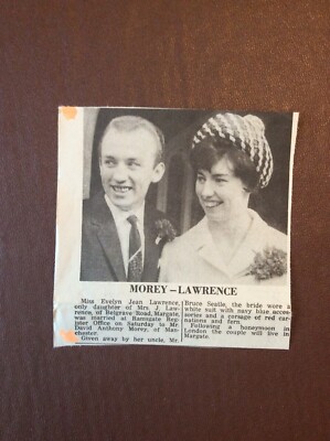 H1n Ephemera 1967 Picture Thanet Wedding Lawrence Morey Ramsgate