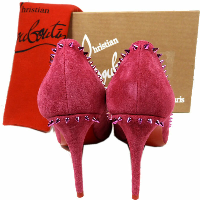 Christian Louboutin ANJALINA 85 Spiked Studs Pumps Pink Suede