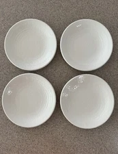 Rare Set 4 Hubert 8” Dinner Plates 24757 White Textured Thick Heavy in EUC!