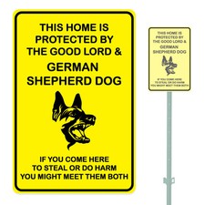 YELLOW THIS HOME IS PROTECTED GERMAN SHEPHERD HEAVY DUTY ALUMINUM SIGN 10" x 15"