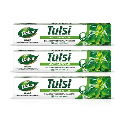 Pack of 3 X Dabur Herb'l Tulsi Anti-Bacterial Toothpaste 200 Gm