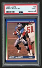 1990 SCORE BARRY SANDERS #20 DETROIT LIONS HOF GREATEST RB PSA 9 MINT 2ND YEAR