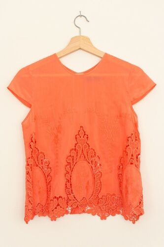 Dolce Vita Coral Embroidered Eyelet Top, Size S - Picture 1 of 5