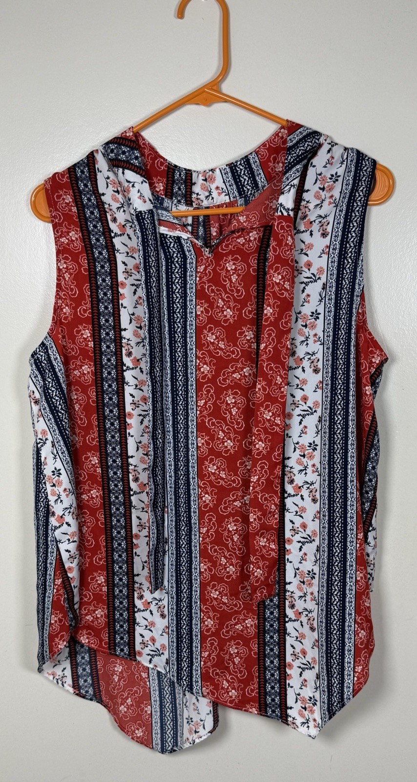 Americana Boho Women's Patriotic Patchwork Sleeveless Blouse EST. 1946 Cato's EC