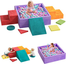 8-Piece Foam Climbing Blocks with Ball Pit for Toddlers 1-3, Soft Play Toddler C