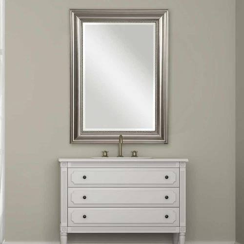 UTTERMOST 12005 B STUART VANITY MIRROR WITH ELEGANT SILVER LEAF WOOD FRAME DECOR - Picture 1 of 6