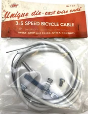 NOS Shimano 3-5 Speed Shifter Cable and Coupler Twist-Grip and Click Stick