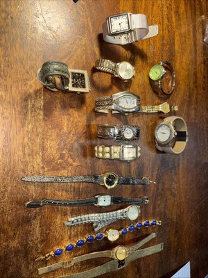 Lot Of 15 Womens  Watches Helbros Peugeot Geneva Coldwater Creek Mixed Untested