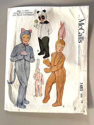 1940's McCall's Child's Fancy Dress Costume,Cat,Panda,Rabbit Pattern 1485  10