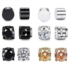 Magnetic Stud Earrings 6/8MM For Women Men Non-Piercing Clip On Stainless Steel
