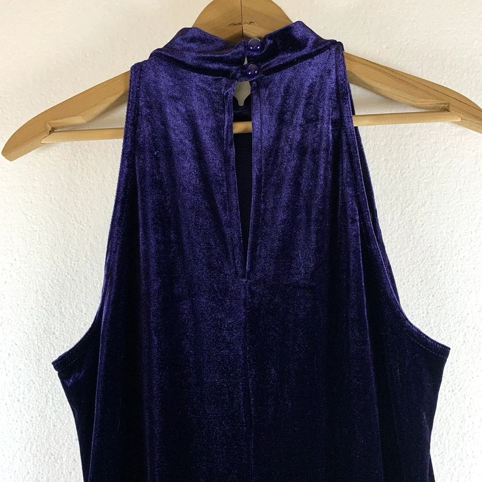 Vintage Womens Velvet Mock Neck Maxi Dress Sz M Purple Whimsigoth Witchy Event - Image 4 of 4