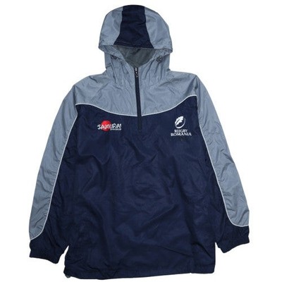 Samurai Herren Blau Rugby Rumänien 1/2 Zip Kapuzenpullover Sweatshirt L