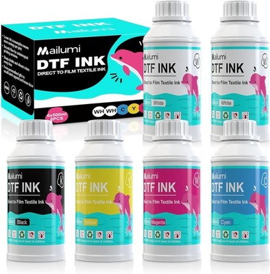 DTF Ink Premium Pro Bundle High Opacity White CMYK for T-Shirts Apparel