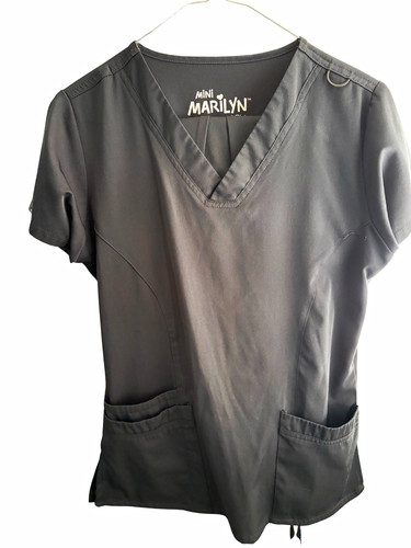 Mini Marilyn by mediChic Women XS Gray Scrub Set V-Neck Top Drawstring Pants