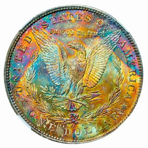 1890-O NGC MS63* STAR MORGAN $ MONSTER VIBRANT RAINBOW TONING (VIDEO} **