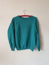 Vintage 90s Teal Sweatshirt Medium Raglan Cotton Blend Pullover