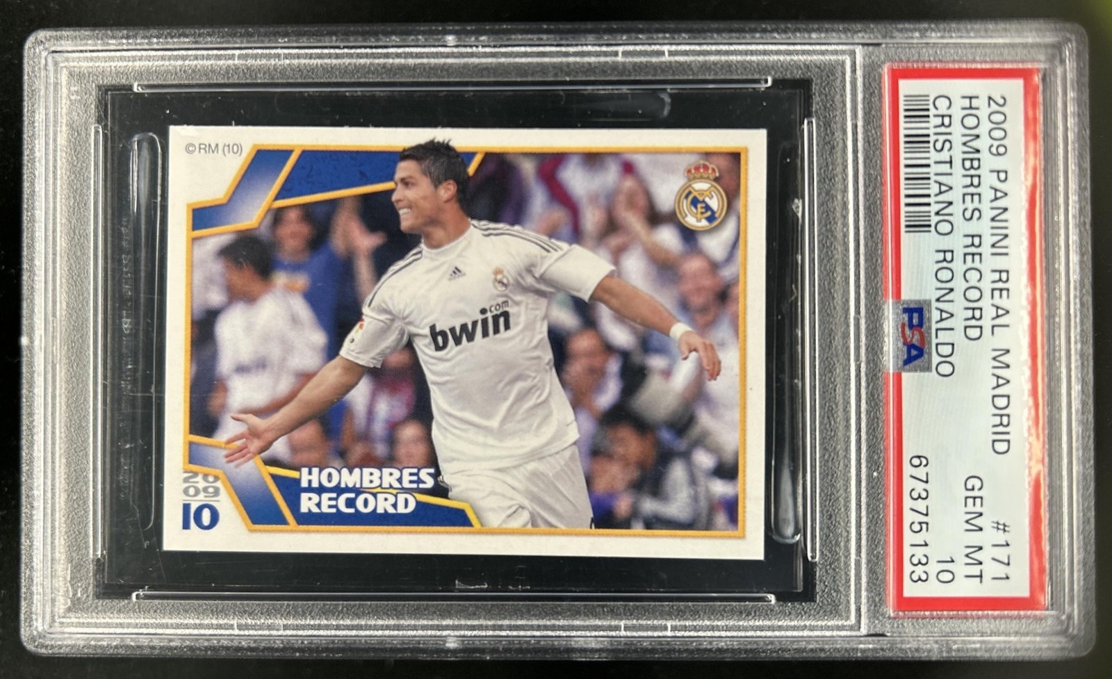 2009 Panini Real Madrid Hombres Record Cristiano Ronaldo PSA 10 GEM MINT