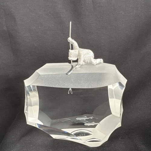 Steuben Glass Arctic Fisherman Sterling Silver James Houston Signed