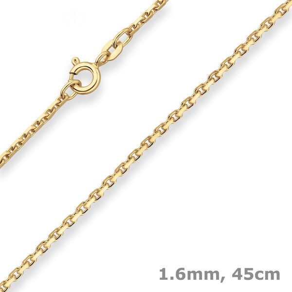 1,6Mm Ankerkette Diamantiert Kette Collier Halskette Aus 333 Gold Gelbgold 45Cm-image