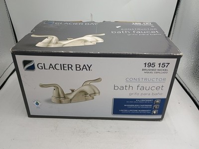Glacier Bay Constructor 4'' Centerset Low Arc Bath Faucet Brushed Nickel 195 157