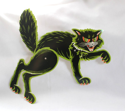 Vintage 1981 Beistle SCRATCH CATS Halloween Die Cut BLACK CATS NEW OLD STOCK