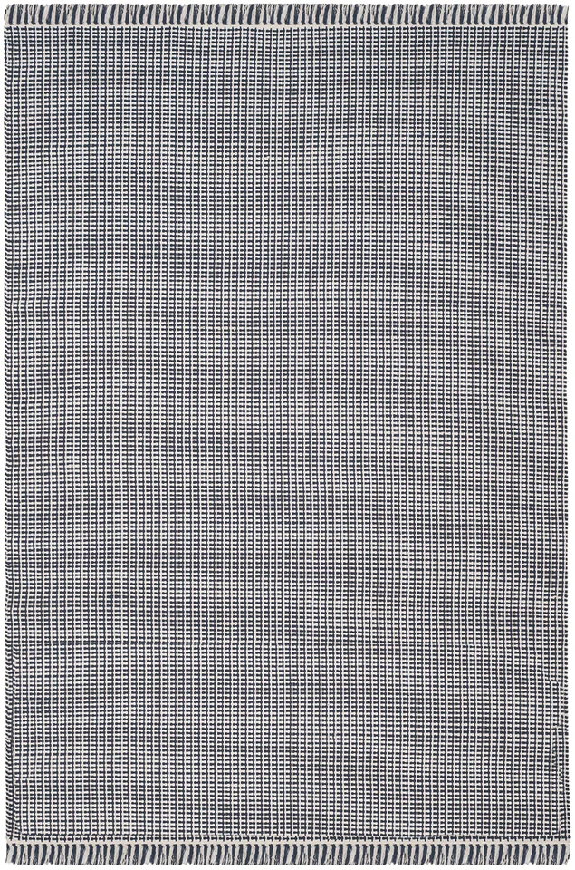 Montauk Collection Area Rug - 6' x 9', Ivory & Navy, Handmade Flat Weave Boho... - Image 2 of 4