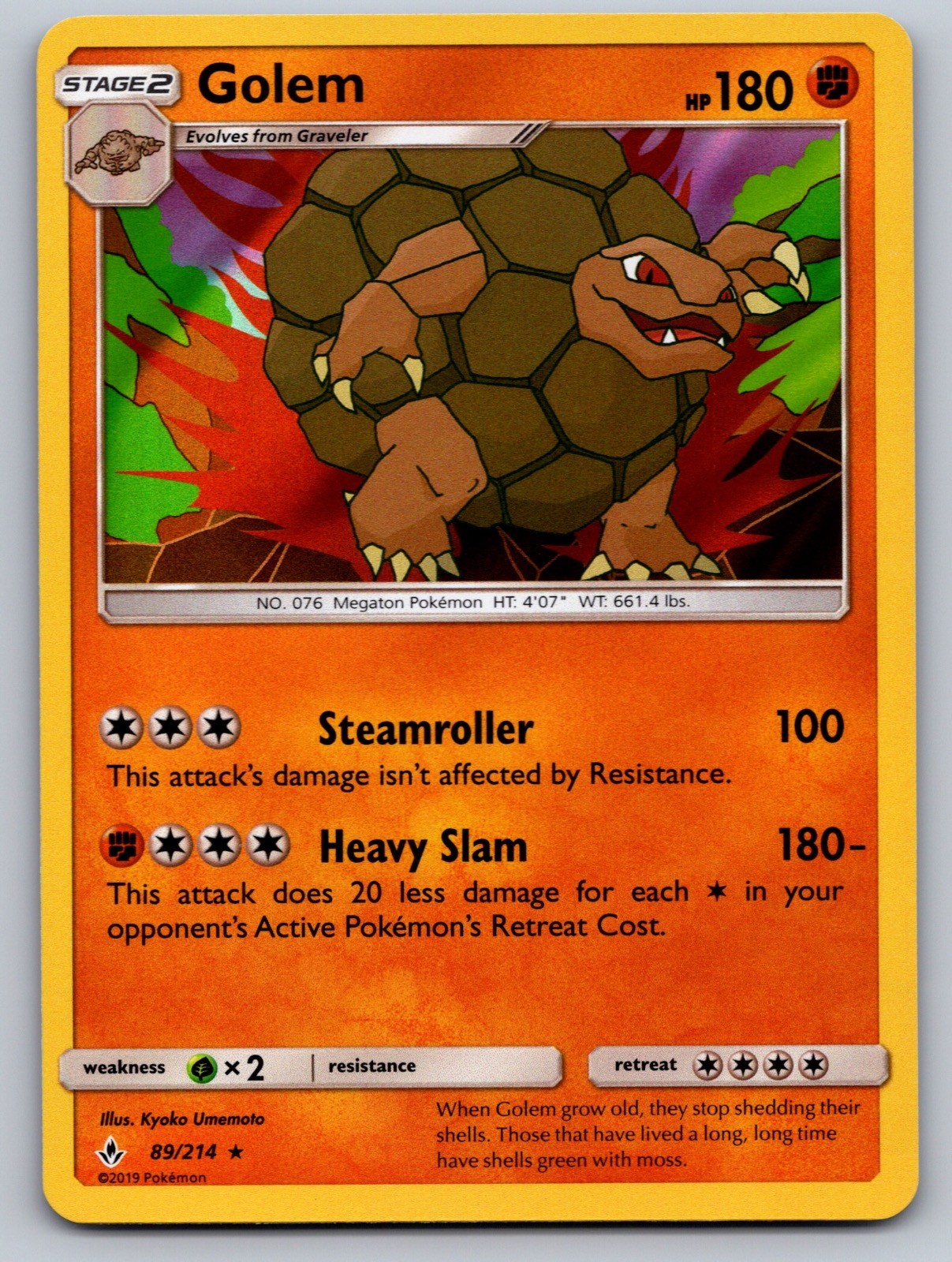 Golem 89/214 Holo Rare Unbroken Bonds Pokemon Lightly Played