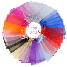 500 Pcs Multicolor Organza Bags Bulk 4 x 6 Inch Small Drawstring Mesh Gift Ba...