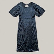 Zara teal crushed velveteen short sleeve maxi dress size medium M b48