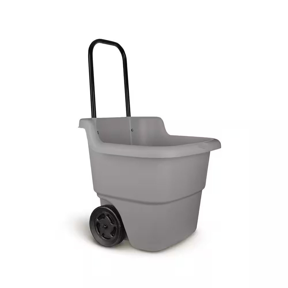 2 Cu. Ft. Portable Plastic Gray Garden Cart