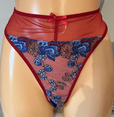Damen Frauen CD TV durchsichtig bestickt Slip Höschen Schlüpfer Größe 2XL 18